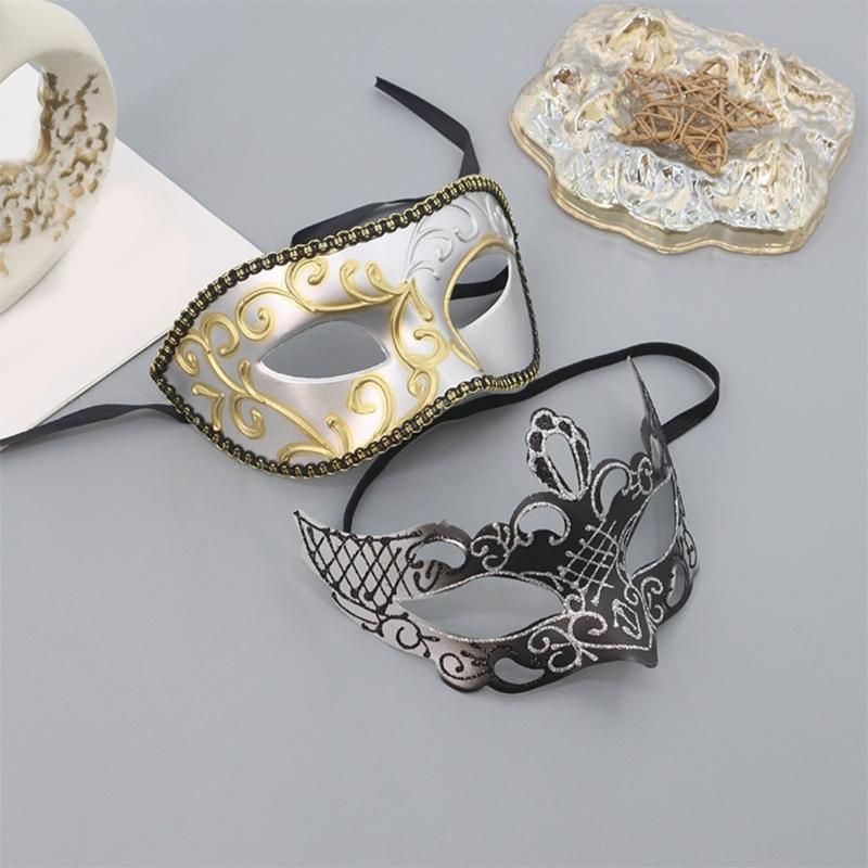 Couple Masquerade Mask for Women Men Halloween Half Face Mask Masquerade Eye Mask for Masquerade Halloween Wedding Prom