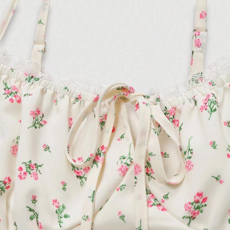 European and American Spring and Summer Slim Fit Sexy Lace Floral Suspender Dress for Women