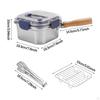 Mini Deep Fryer Pot Food Storage Containers Multifunctional Frying Pan with Basket Square Cooking
