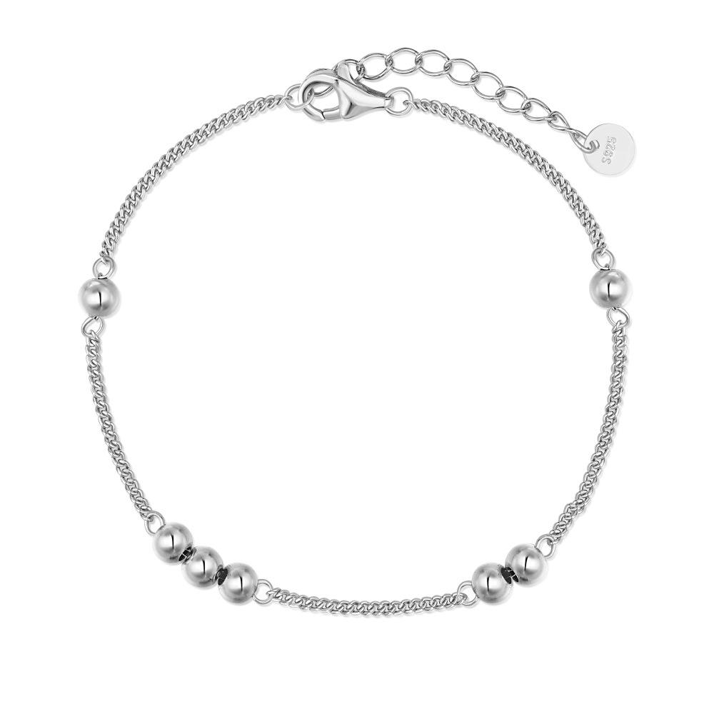 Korean 925 Sterling Silver Beaded Necklace for Women - Simple, Irregular Design Clavicle Chain