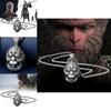 Fashionable New Chinese Retro Sun Wukong Monkey Necklace For Men In Silver Tone