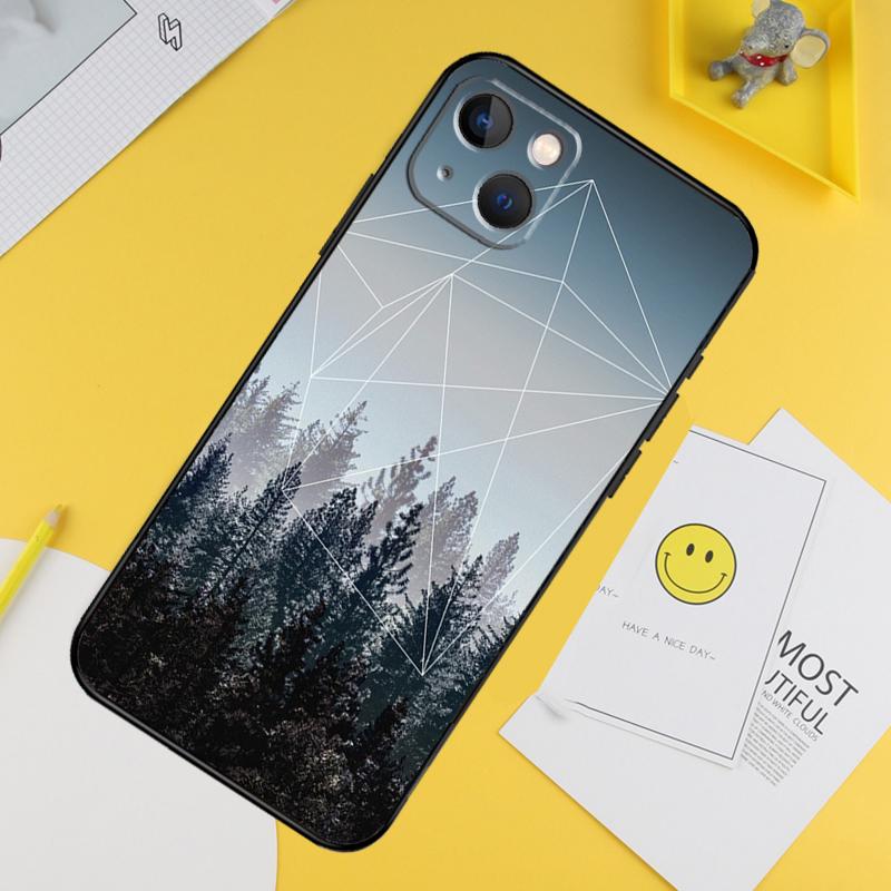 Forest Geometry Wood Nature Phone Case For iPhone 16 Pro Max 12 13 Mini 11 14 15 Pro Max XR 16 15 Plus 16e Back Cover