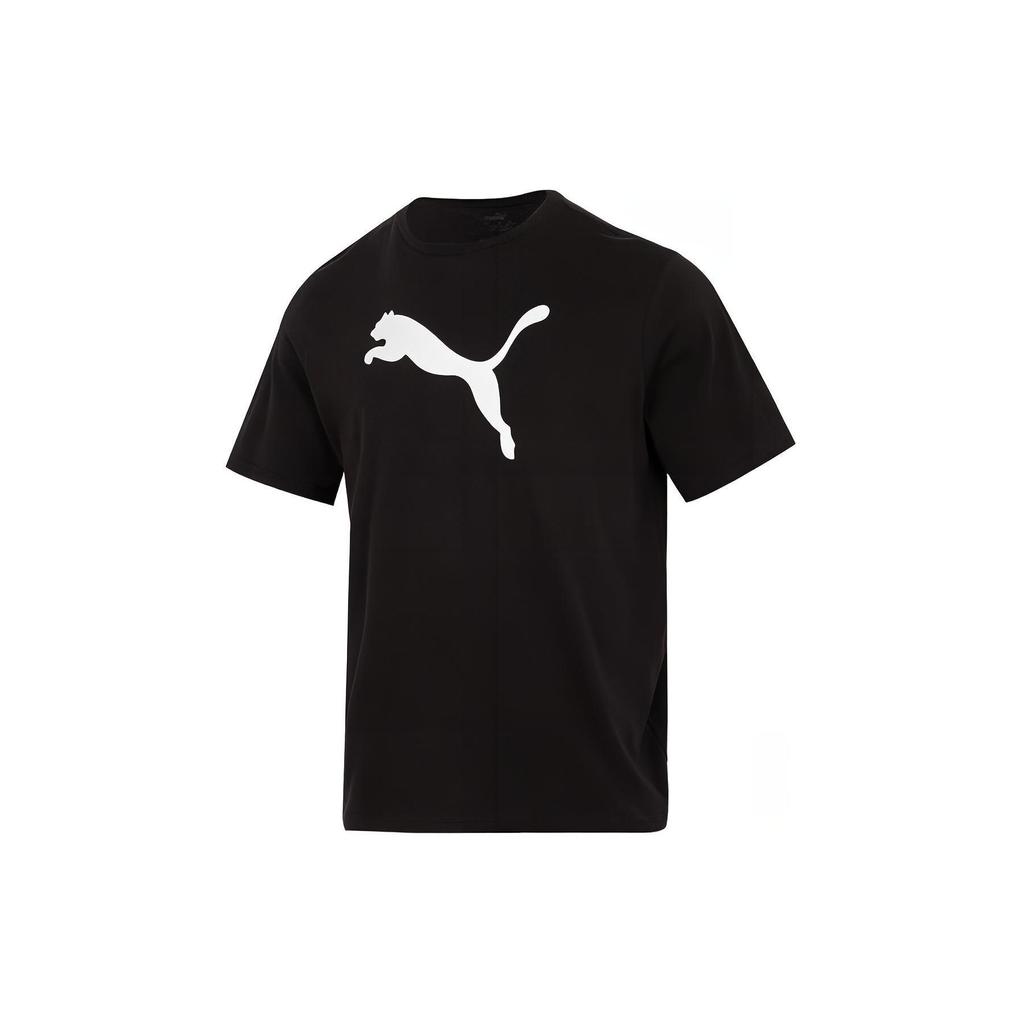 Puma Logo Print Fitness Sports Outdoor Casual Breathable Round Neck Pullover Short Sleeve T-Shirt SS24 Men Tops Black 658705-03