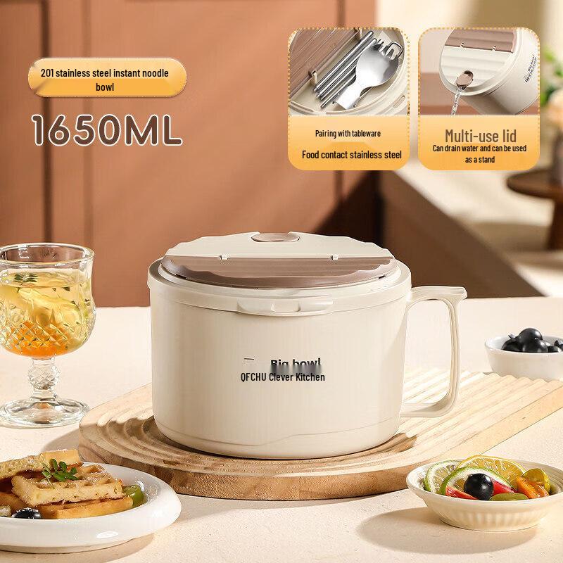 

Stainless Steel Instant Noodle Bowl with Drainer & Lid