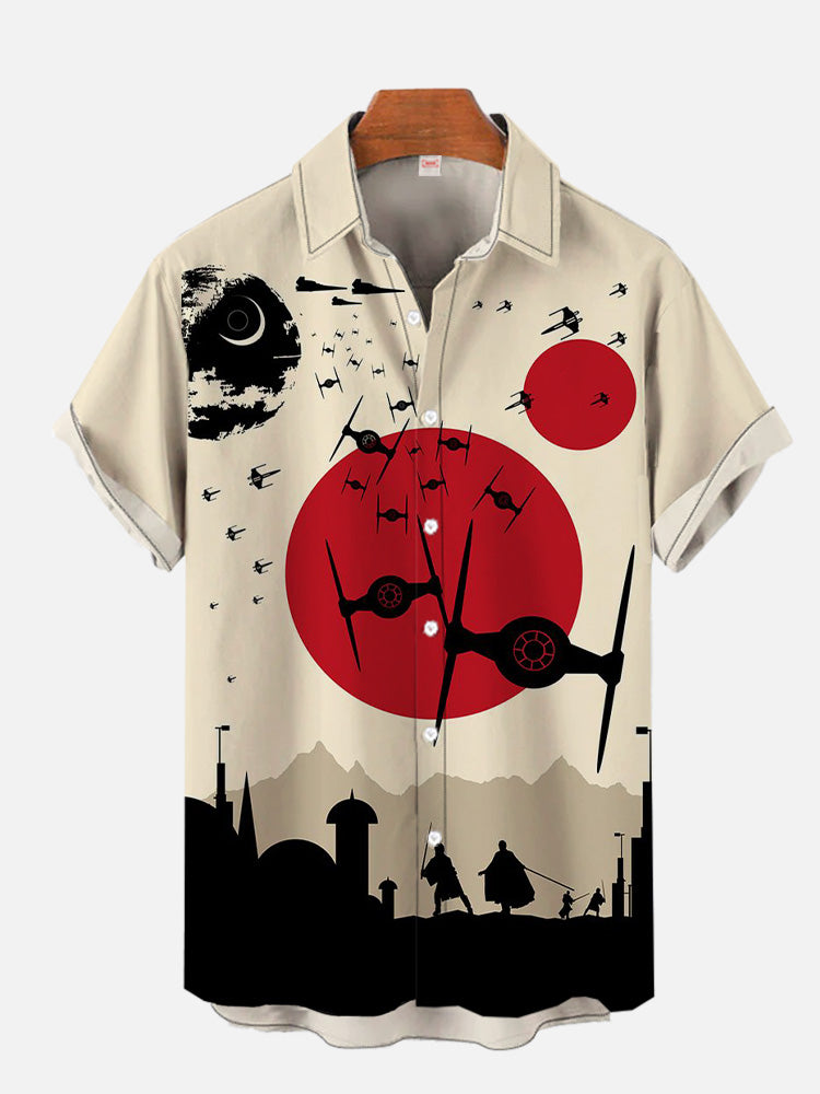 

Japanese high-end Art Style Aircraft Print men s short-sleeved Shirt Casual Hawaiian Top 2026 New Shir S