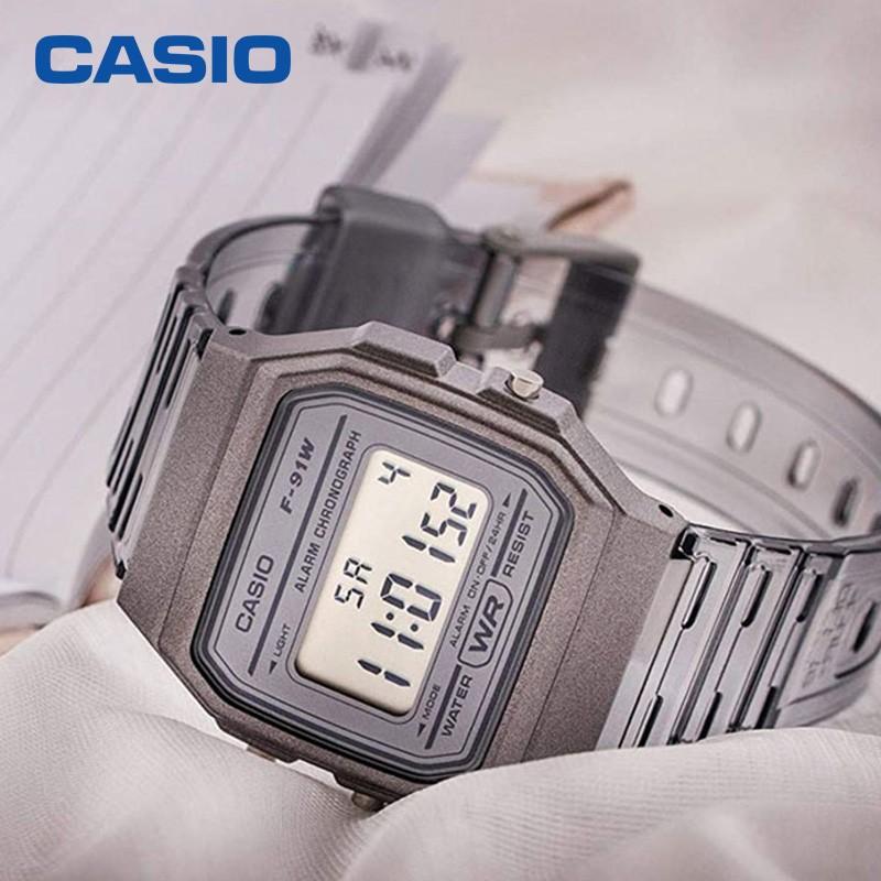 CASIO DIGITAL Quartz Movement Resin Strap Watch Men's Watches Gray Dial F-91WS-8DF