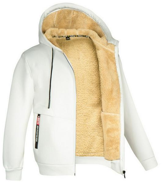 Men's Lambskin Hooded Sweatshirt, 2026 Fall/Winter, Trendy Solid Color, Plus Velvet, Thickened Jacket