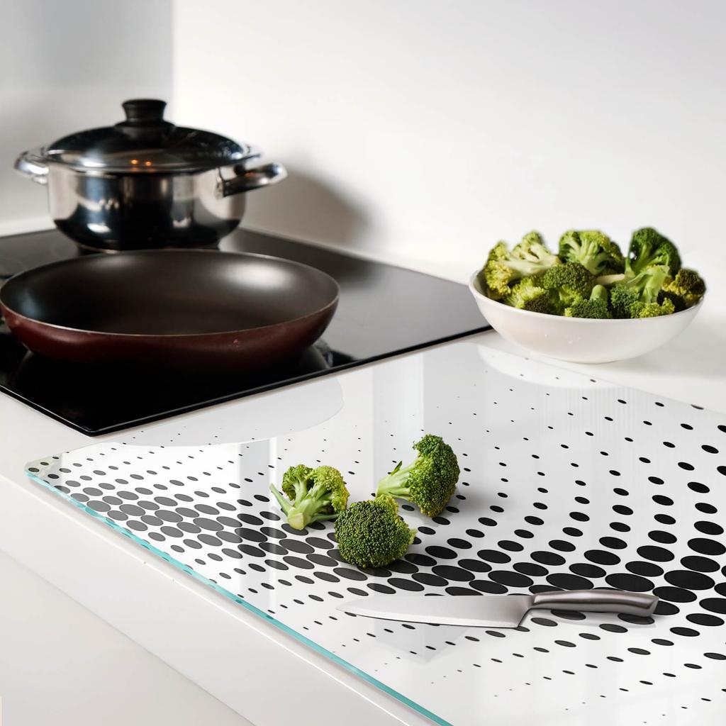 Tempered Glass Kitchen Backsplash with Geometric Figures Graphic 80X52 Cm