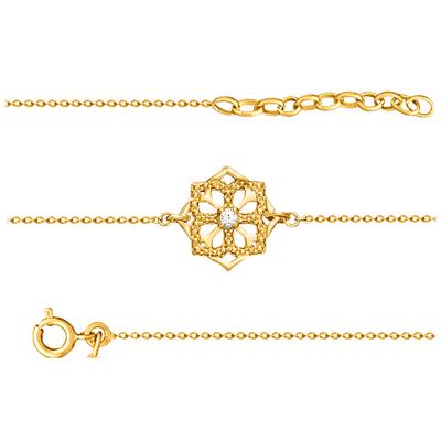 [Q7954] - Gold Plated Bracelet 'Sissi' White Gold - 14x14 Mm