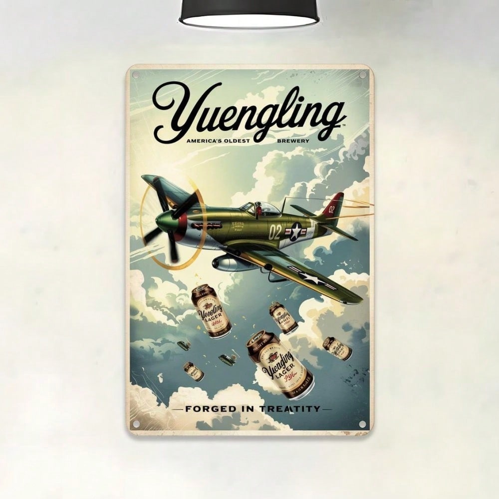 Vintage P51 Mustang Tin Sign Americana Pub Beer Metal Wall Decor Man Cave