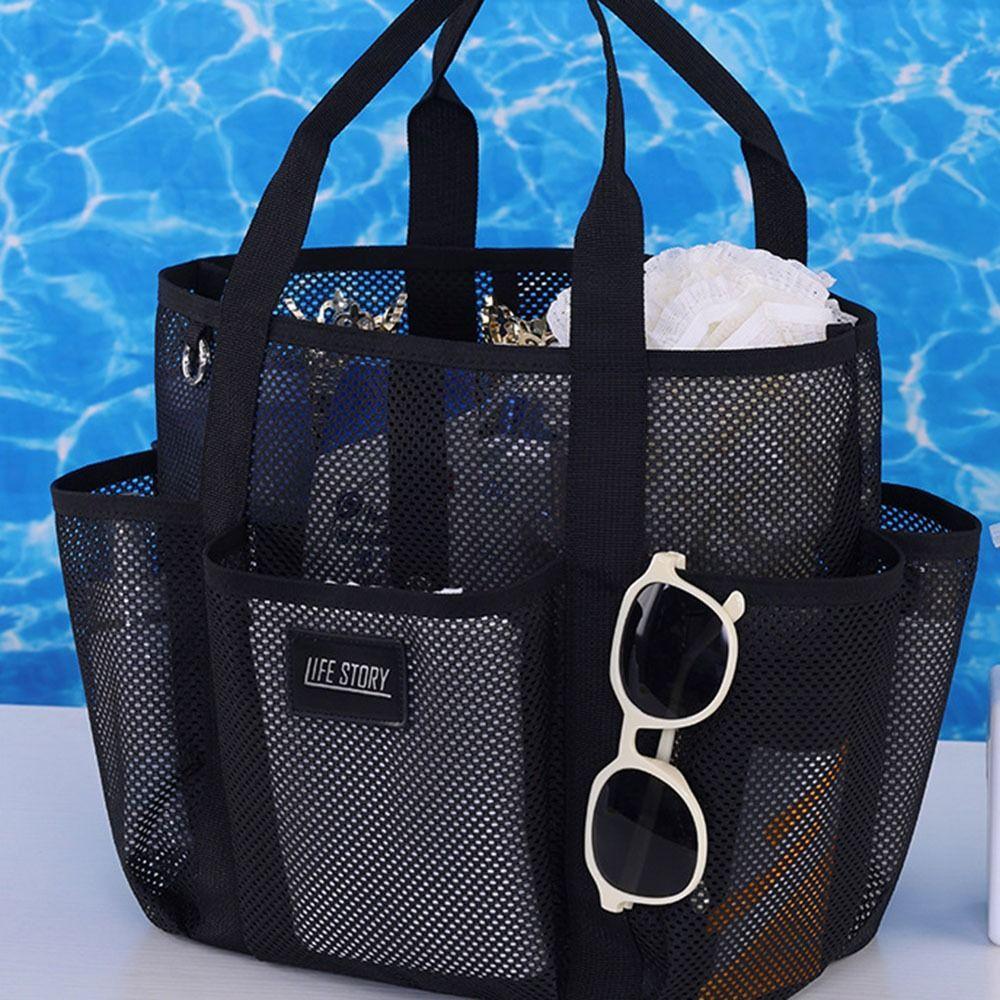 Multi Functional Pockets Mesh Beach Bag Multi-level Zoning Toiletry Organizer  Cruise Travel