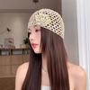 Flower Hollowed Out Knitted Hat Thin Weave Cap Retro Woven Pullover Cap  Spring Summer