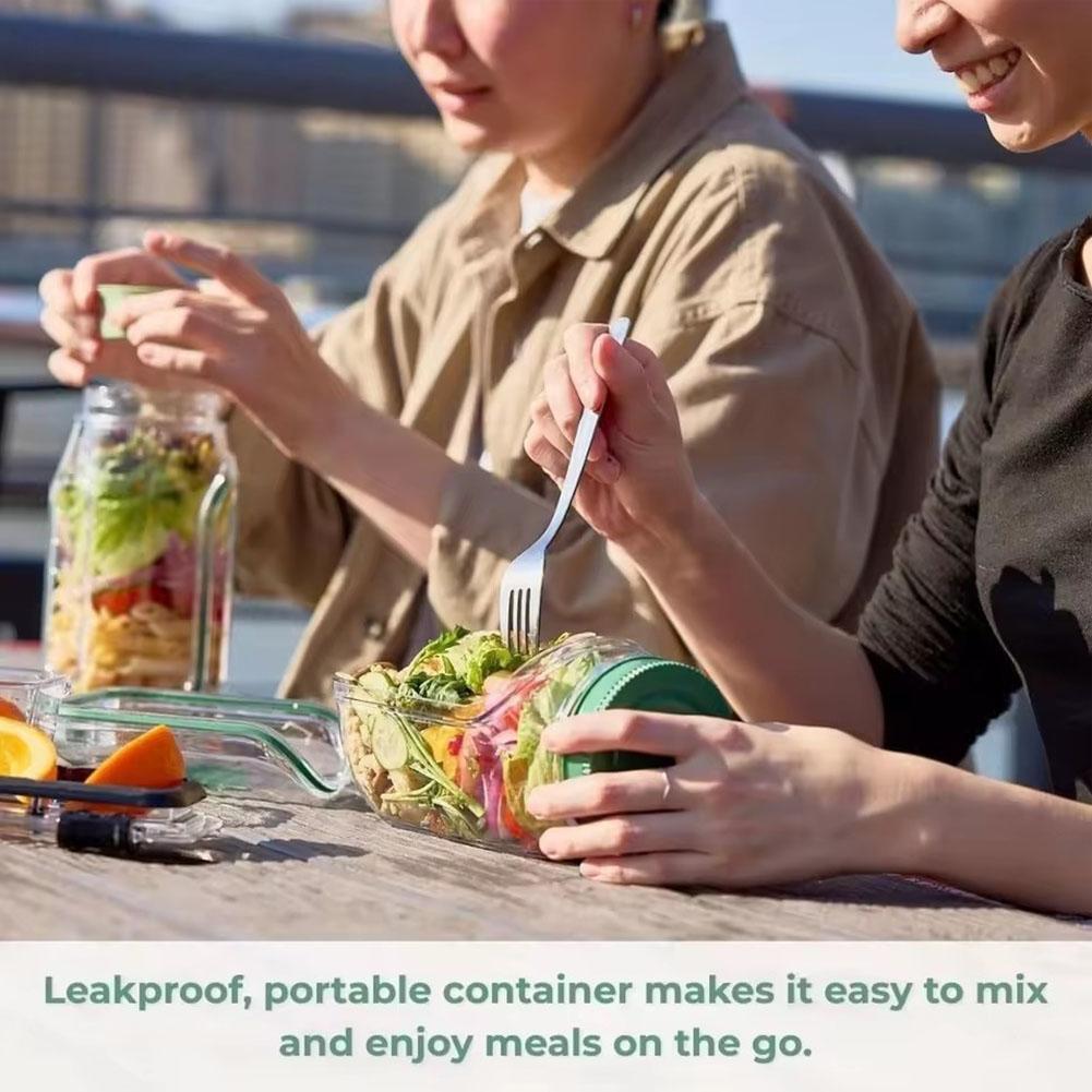 Side-Opening Salad Container Leakproof Portable Meal Prep Bowl With Lid For Fresh Lunch Salad Shaker For Office School Outdoor