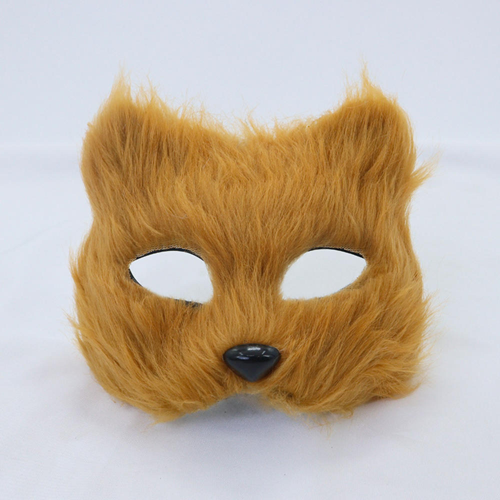 Plush Fox Cat Mask Trendy Animal Half Face Masks Costumes Prop for Halloween Christmas Masquerade Party Cosplay Props