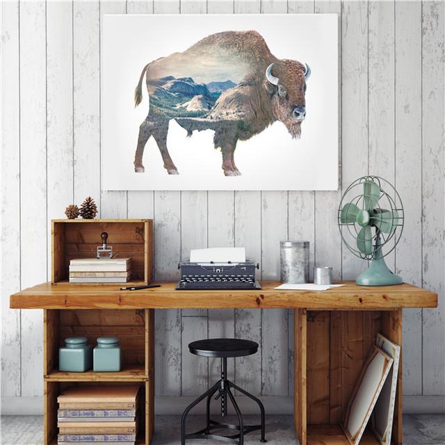 Scandinavian poster, canvas, flying eagle, forest, natural silhouette, wall art print, home decoration, oil painting without frame