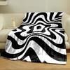 A Swirling Black and White Wave Pattern with a Distorted Star-like Center. for All Seasons Blanket Lunch Break Throw Gift