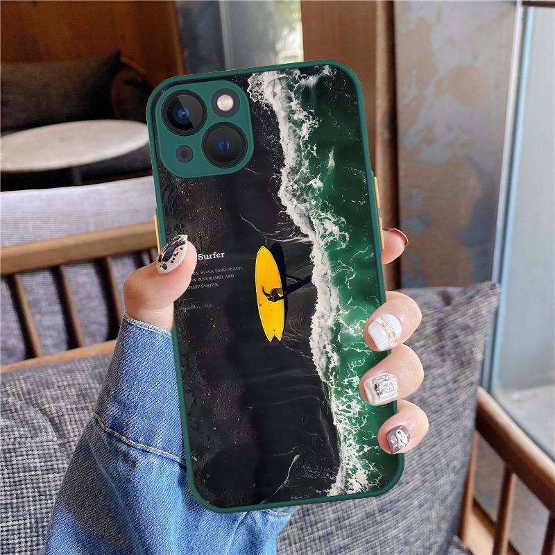 INS Lone Surfer Mobile Phone Case For iPhone 16 15 11 12 14 13 Pro Max Mini X Xs XSMax XR 7 8 Plus SE4 16e Silica Covers Fundas