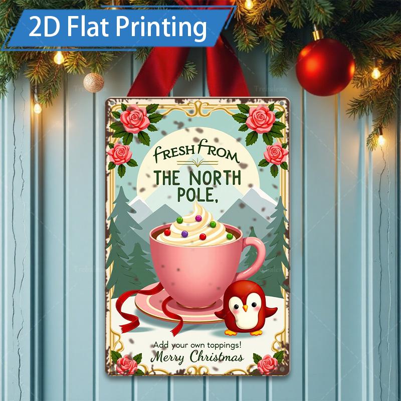 D FLAT pc Metal Sign Vintage Santa Hat Metal Sign Christmas Wall Art Decor 20x30cm(7.8x11.8inch)