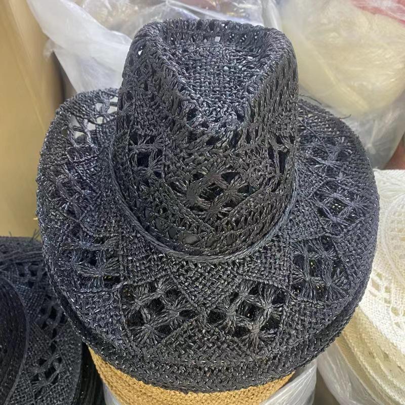 new Men Cowboy Straw hat women Fashion Large Brim straw hat with belt Party Outdoor summer cowgirl beach Sun Hat sombrero vaquer