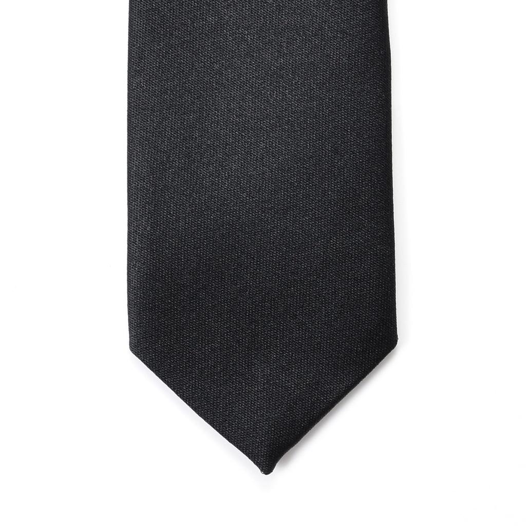 Rachel Narrow Tie, Slim Tie, Made In Japan, Black, Solid Color, Washable, Slim Fit, Glossy Finish (Black)
