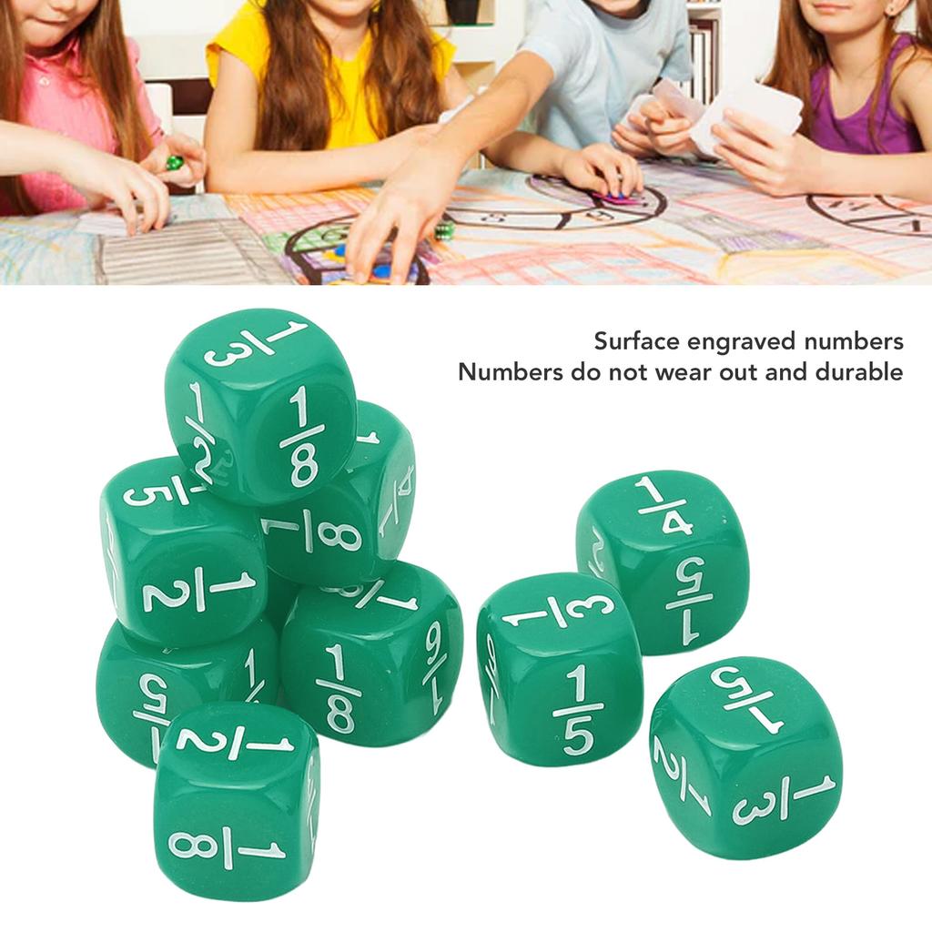 20Pcs Fraction Dice Class Set Plastic 6 Sided Multi Faceted Table Game Accessories for Kids Math Practice