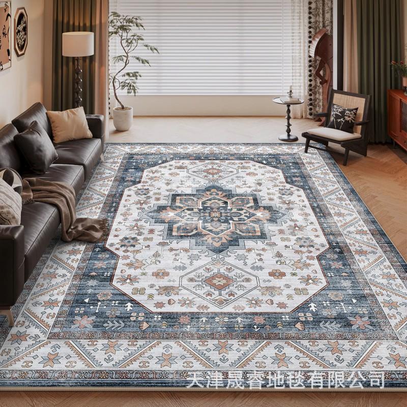 Modern Geometric Area Rug Living Room Bedroom Non-Slip Washable Soft Faux Wool Carpet Square