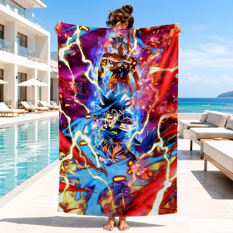 Toalla de Playa con Ilustración de Anime de Dragón, Toalla de Playa de Microfibra, Perfecta Para Piscina, Playa, Viajes, Decoración del Hogar, Regalos para Fans de Fiestas en la Playa