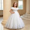 Girls Navy Blue Tulle Princess Ball Gown Flower Girl Dress