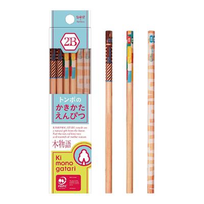 Tombow 2B pradedančiųjų pieštukai (12 vienetų pakuotė) - Wood Story Šviesiai mėlynas dizainas, 3 stiliai, idealiai tinka studentams