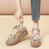 Versatile rhinestone breathable Roman shoes soft-soled non-slip muffin shoes early spring casual heel heightened platform sandals
