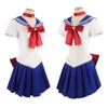 Costume Cosplay da Adulto da Donna Sailor Moon Tsukino Usagi Set 7 Pezzi Vestito Sailor Cristallo Parrucca Accessori Uniforme Outfit Halloween
