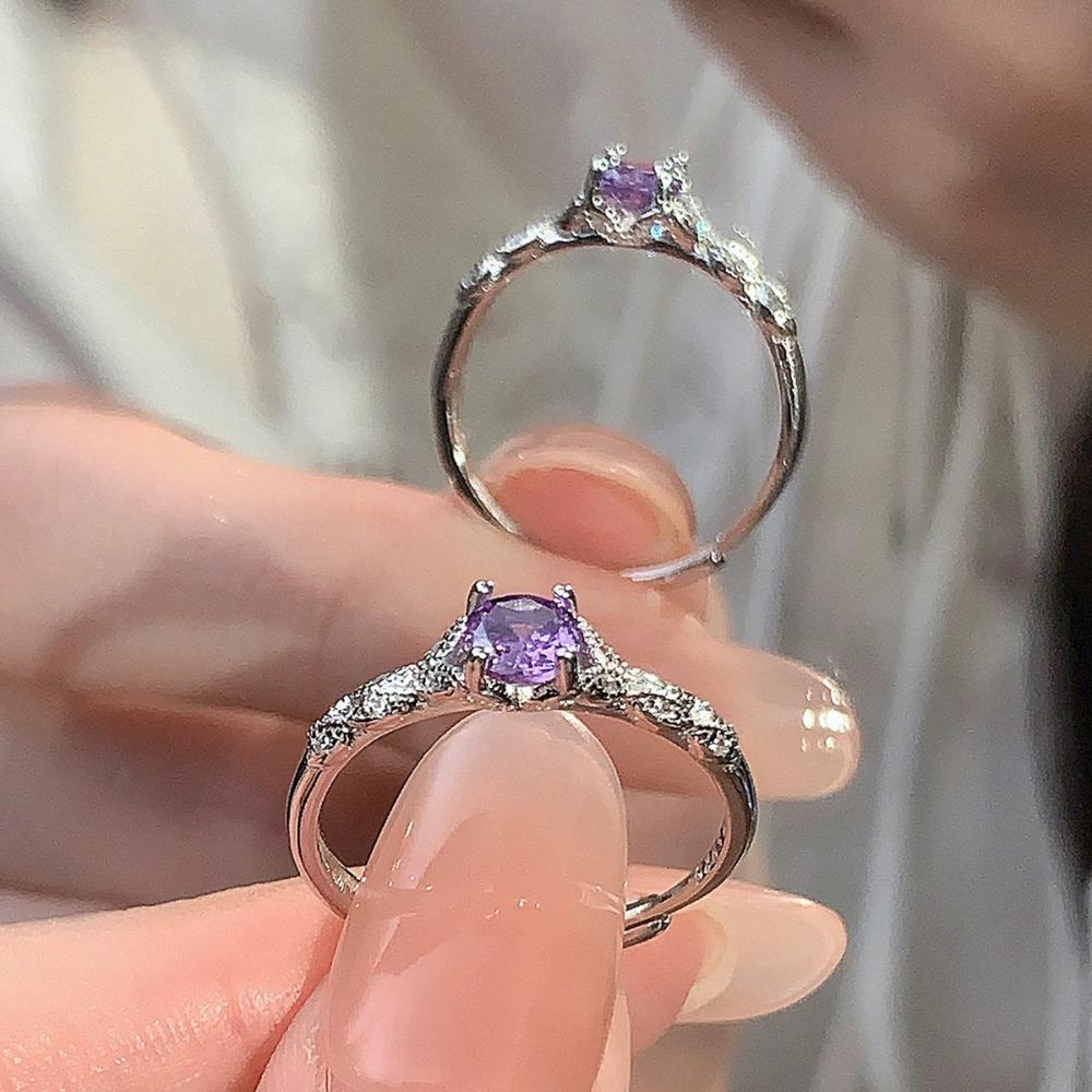 Light Luxury Style Cubic Zirconia Women's Ring In Europe And America Simple Fashion Temperament Shining Crystal Ring Jewelry INS
