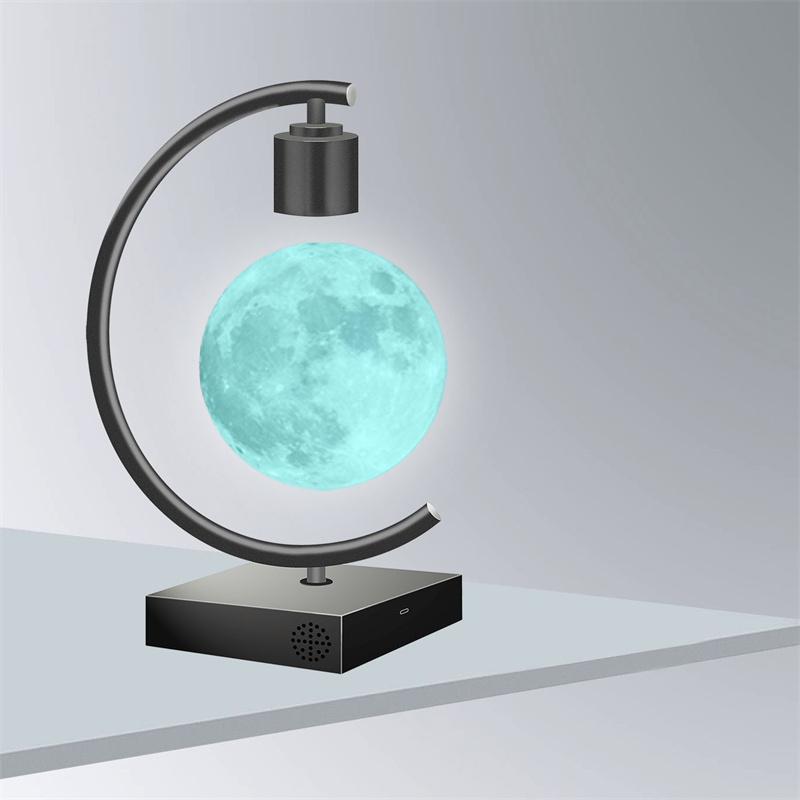 Magnetic Levitating Moon Lamp with Fast Charging and Bluetooth Speaker Floating LED Light Table Lamp Home Decor Christmas Gift