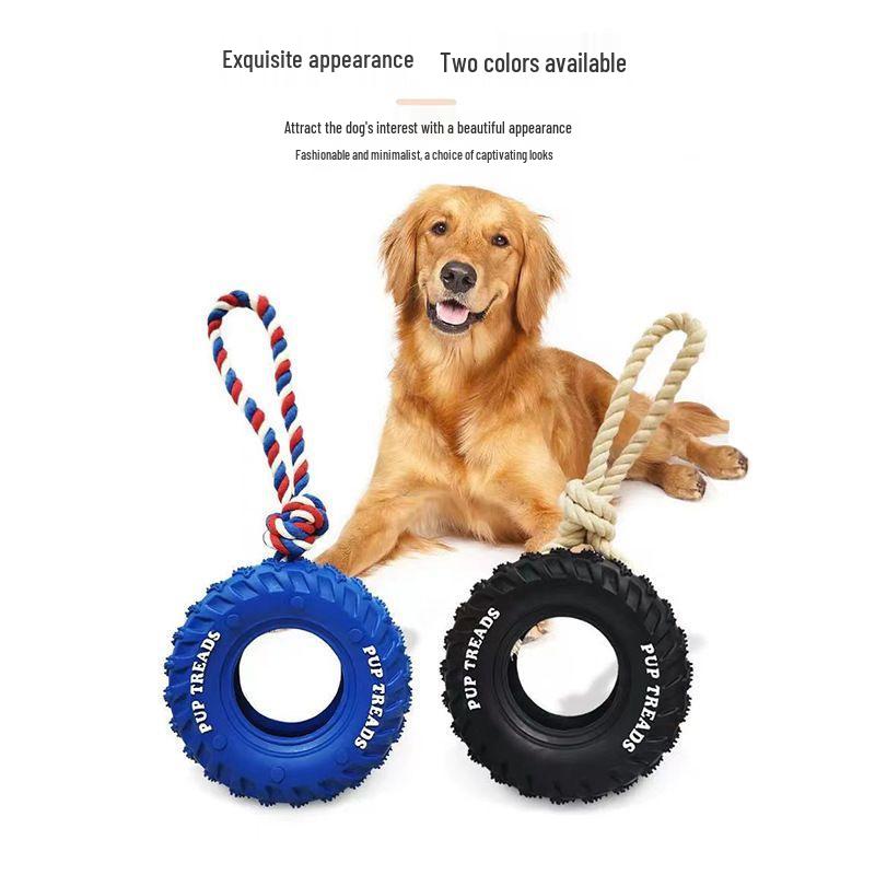 Pet Dog Toy: Durable Rubber Tire for Large Dogs - Interactive, Bite-Resistant, and Teething-Friendly