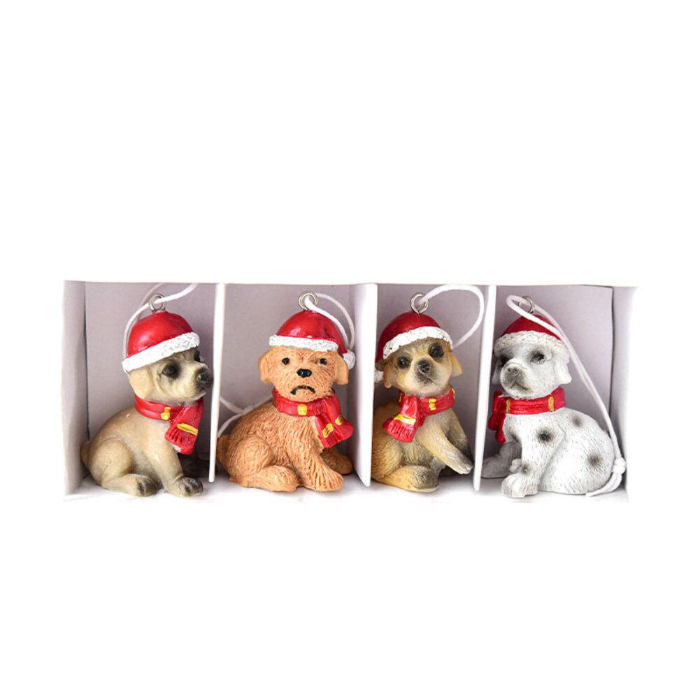 Christmas Pendant Mini Resin Elk Dog Cat Snow House Christmas Tree Decorations Elderly Snowhouse Ornaments Christmas Pendant