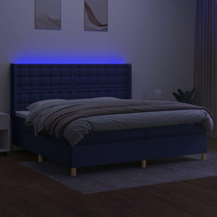 VidaXL Slat Bed Base with Mattress and LEDs, Upholstered Bed with Headboard, Double Bed, Adult Bedroom Bed, 3139227