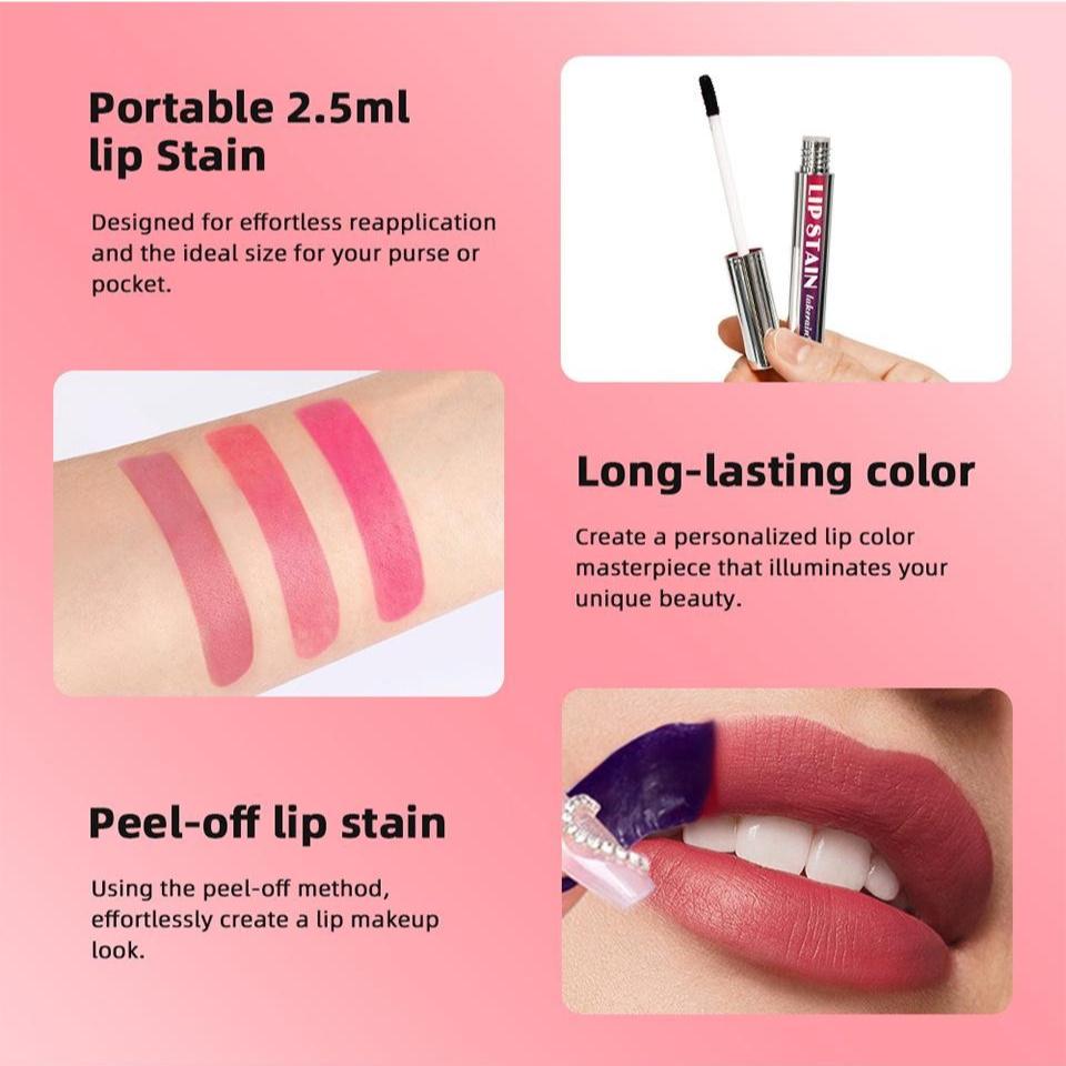 Silberne Tube Abziehbar Tattoo Lipgloss Wasserdicht Flüssig Matt Lippenfarbe RosePink Abziehbar Lippenfarbe Klebt nicht am Becher Schnelltrocknend Make-up