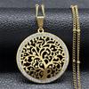 Fashion Tree of Life Stainless Steel Necklace Gold Color Crystal Pendant Necklaces Elegant Women Girl Jewelry Gifts N76S01