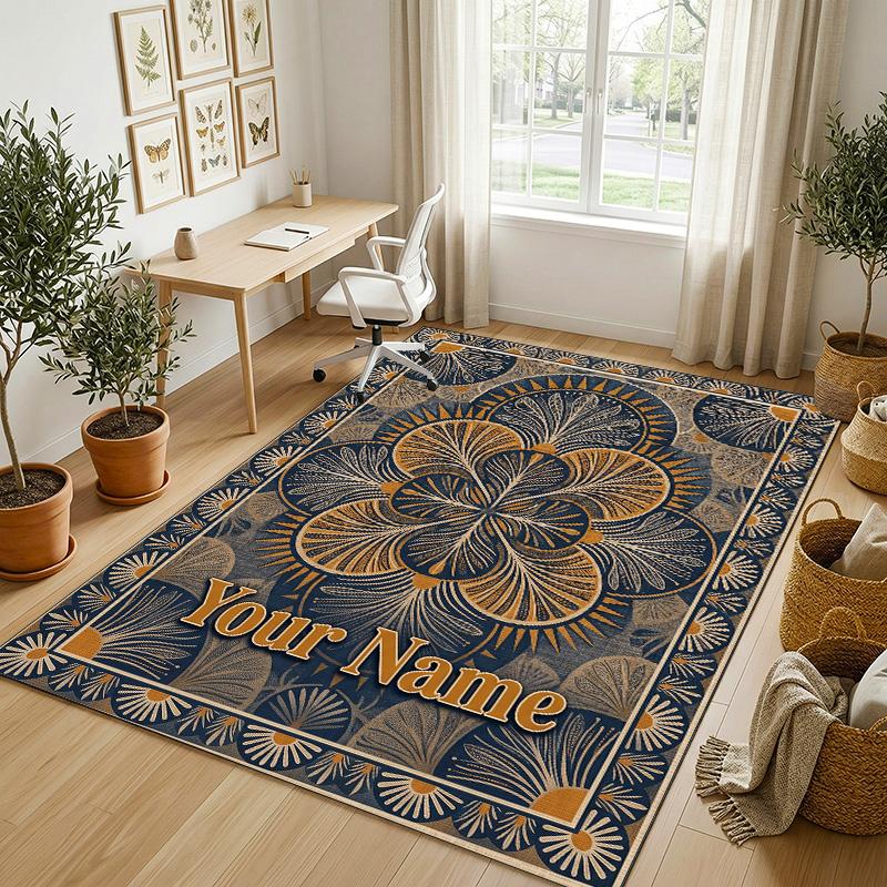 Decorative Artwork Theme Crystal Velvet Rug Personalized Custom Name Text Soft Floor Mat Home Decor