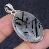 Black Rutile Gemstone Handmade 925 Sterling Silver Jewelry Pendant 1.97" E3L49
