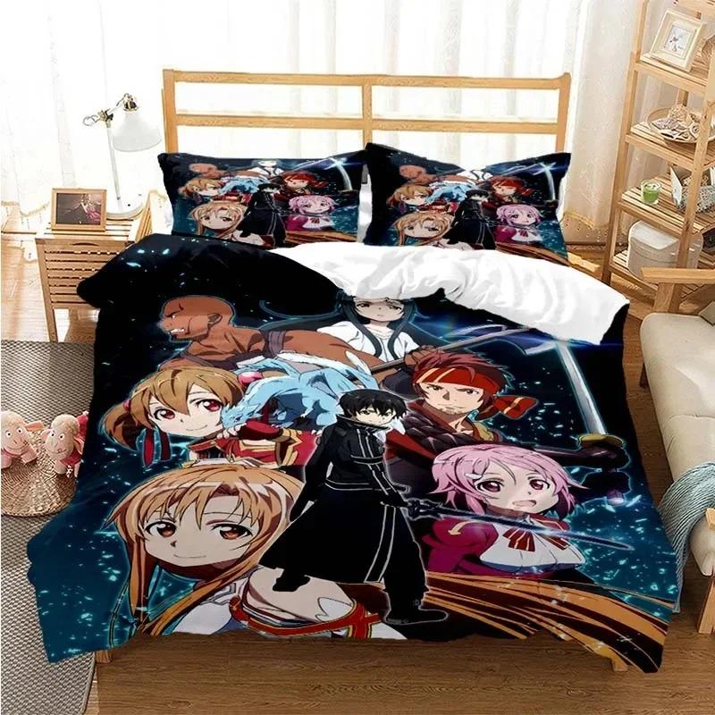 Cartoon Asuna Sword Art Online Duvet Cover Sets Pillowcase Bedding Set Kids Children Gift Girls Single Queen King Size Bed Linen
