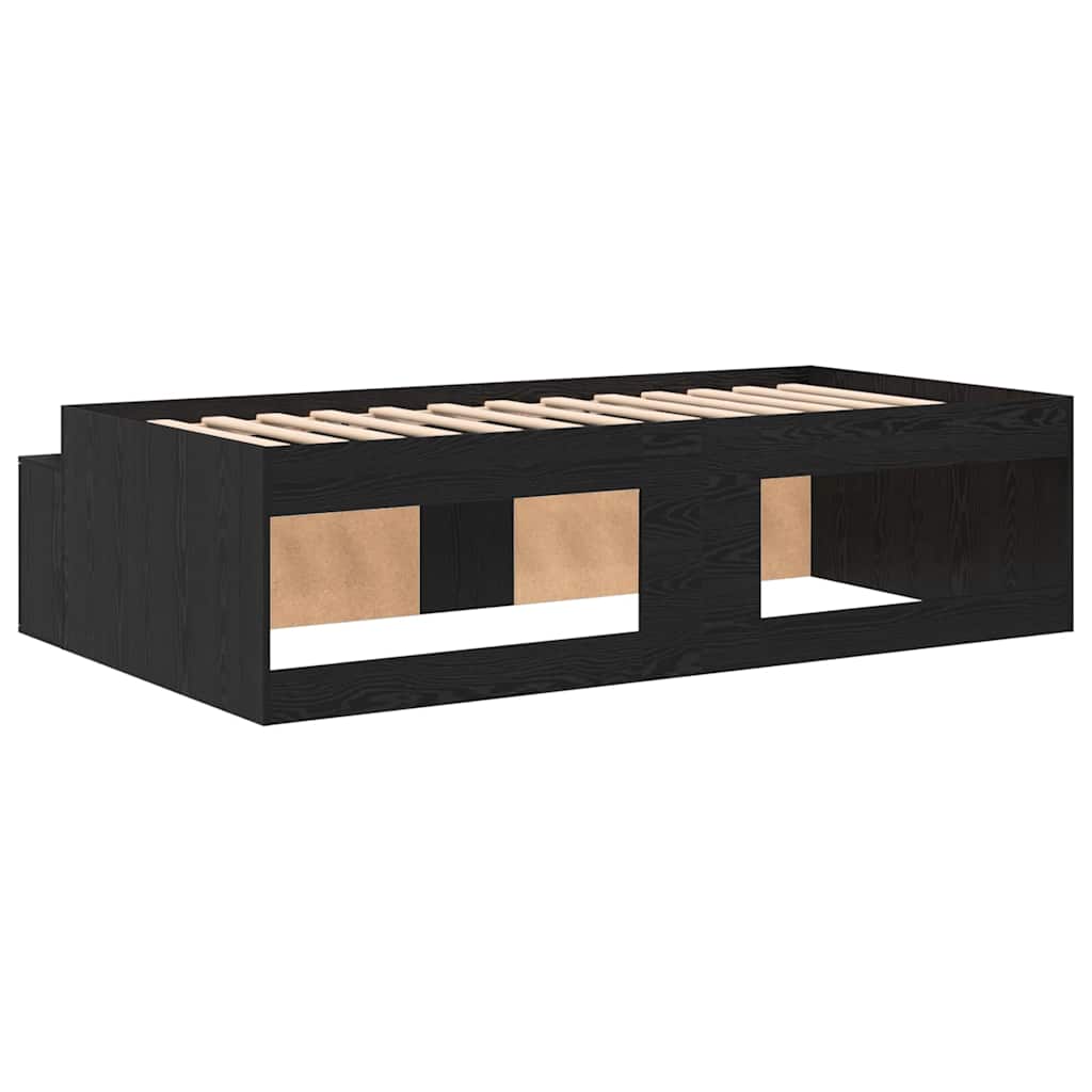 Bed Frame in Black Oak Effect 90 x 200 cm Engineered Wood