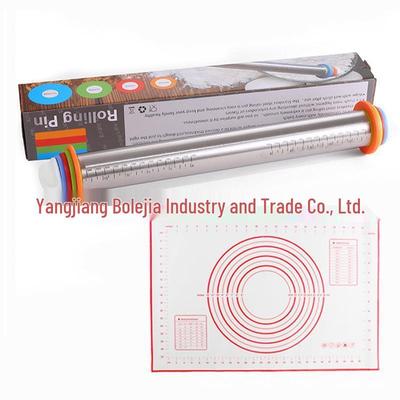 Ruhan Stainless Steel Adjustable Rolling Pin with Pastry Mat Set