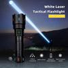USB Rechargeable Outdoor Adventure Long-Range Fluorescent Flashlight with White Laser and Aluminum Alloy