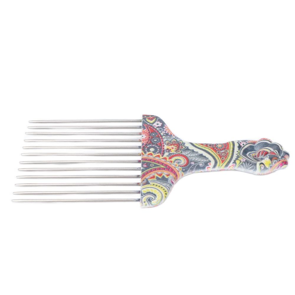 2PCS Professional Grade Hair Pick Combs Stainless Steel Wide Tooth Comb  Curly Hair