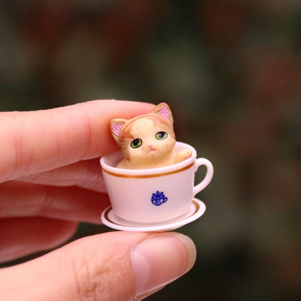 Gashapon Toys Teacup Dog Cats Animal Model Miniature Dog Ornaments  Landscape Decoration
