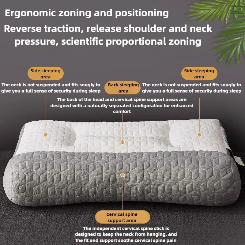 1Pc Upgrade Latex Traction Neck Pillow Multi Functional Partition Filling High Weight Fine Fiber Orthopedic Pillows for Sleeping