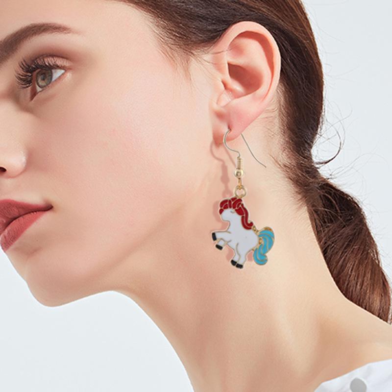 Korean Style Colorful Mermaid Earrings - Cute Drip Oil Animal Design