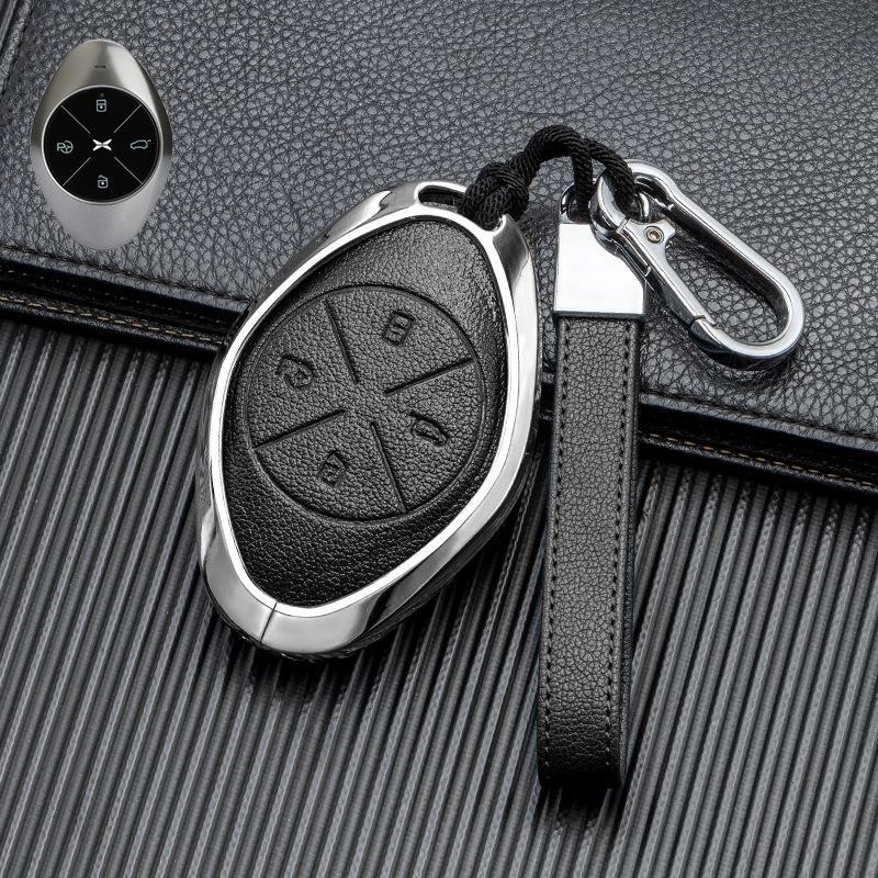 Husă de piele pentru cheie auto cu semnal bun pentru Xiaopeng P7 G9 G3 P5 - Metal acoperire completă, protecție față-verso
