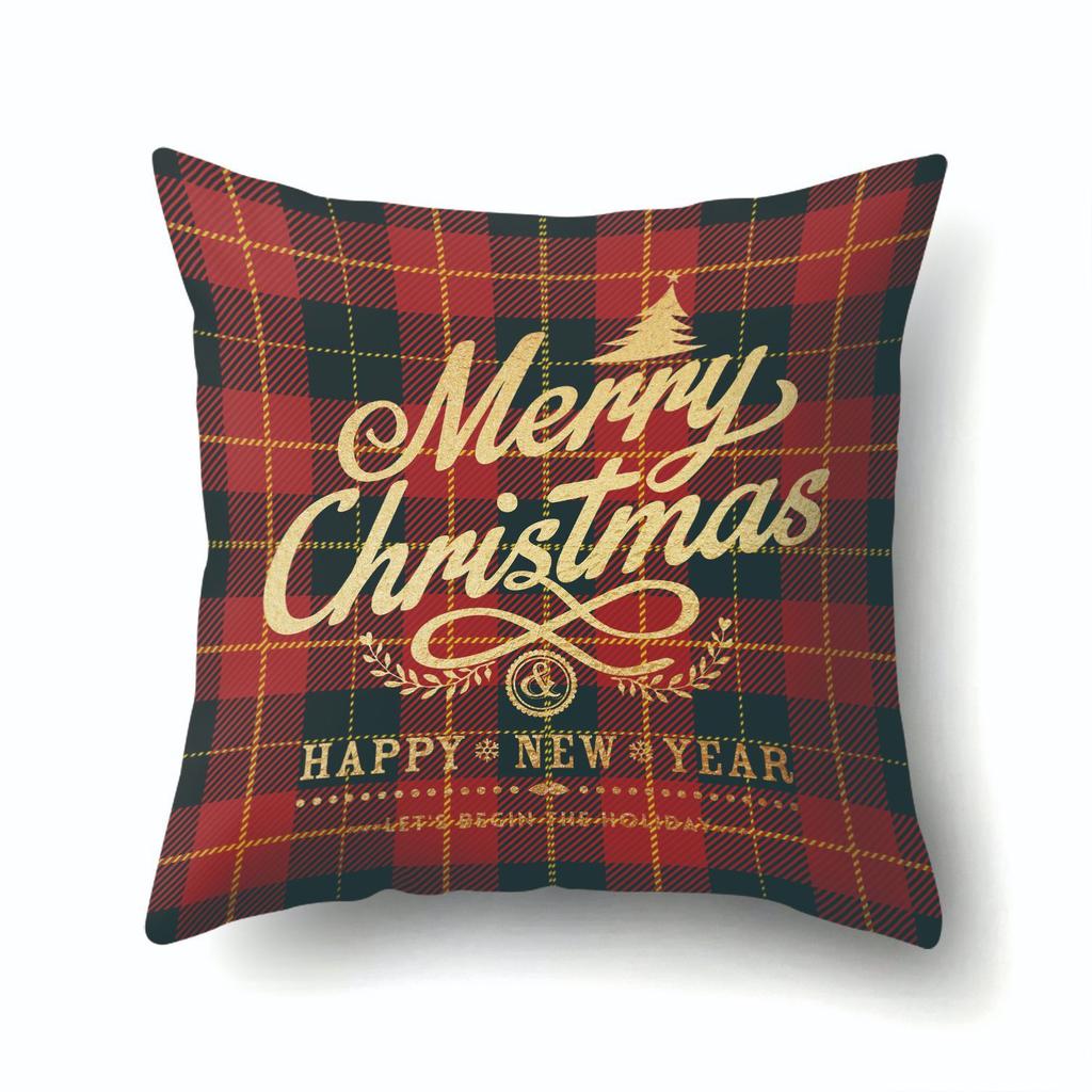 Background Plaid Christmas Polyester Pillowcase Office Pillowcase